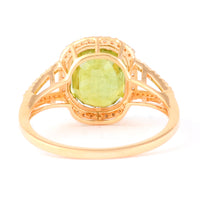 4.54 Ct Cushion Mixed Cut Natural Green Sapphire 14K Gold Ring