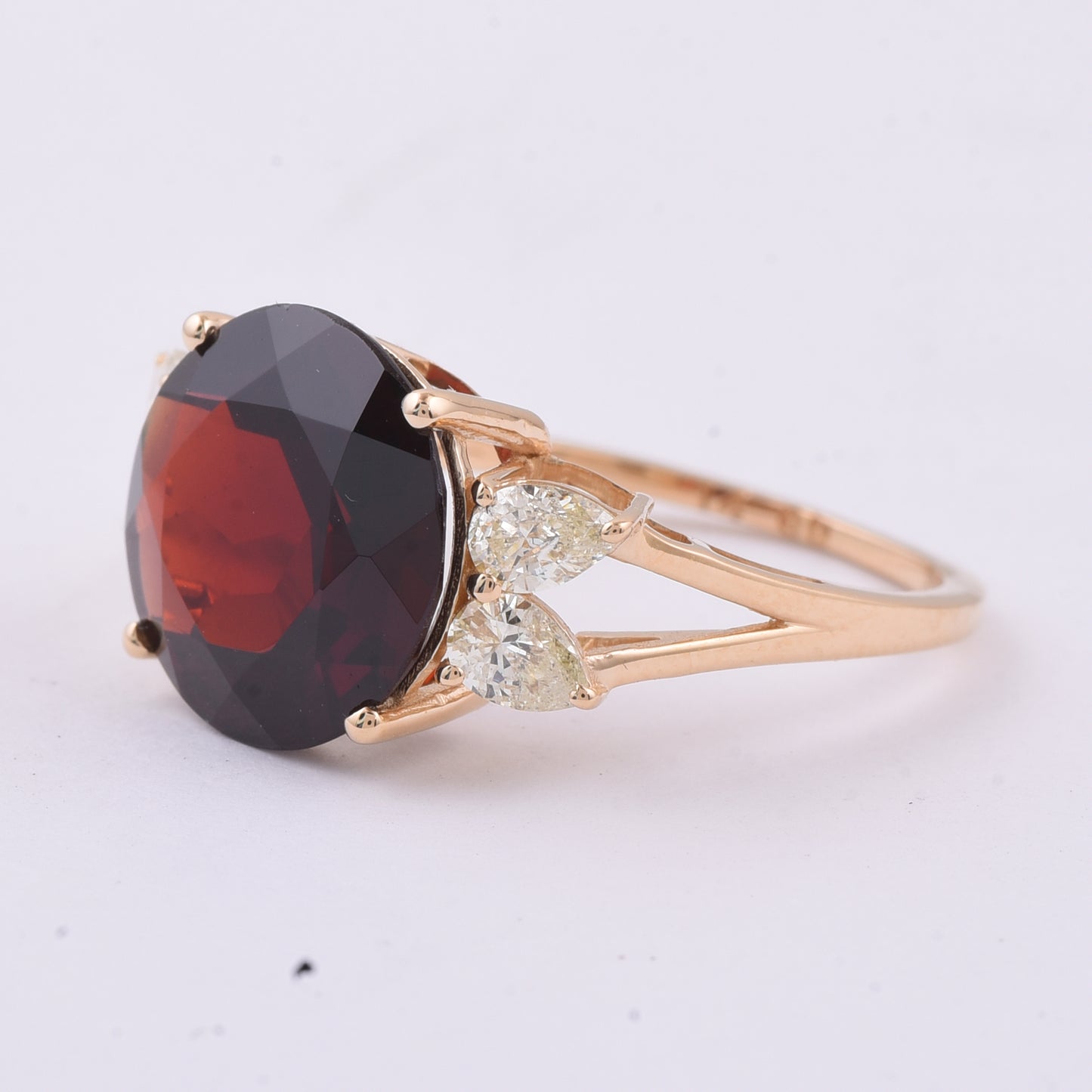6.11 Ct Round Natural Garnet 14K Gold Ring