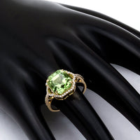 5.63 Ct Octagon Natural Eridot 14K Gold Ring
