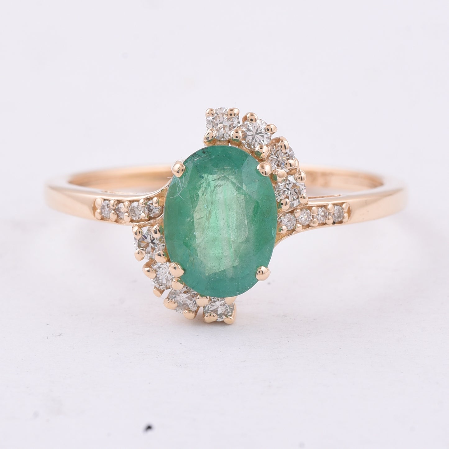1.36 Ct Oval Natural Emerald 14K Gold Ring