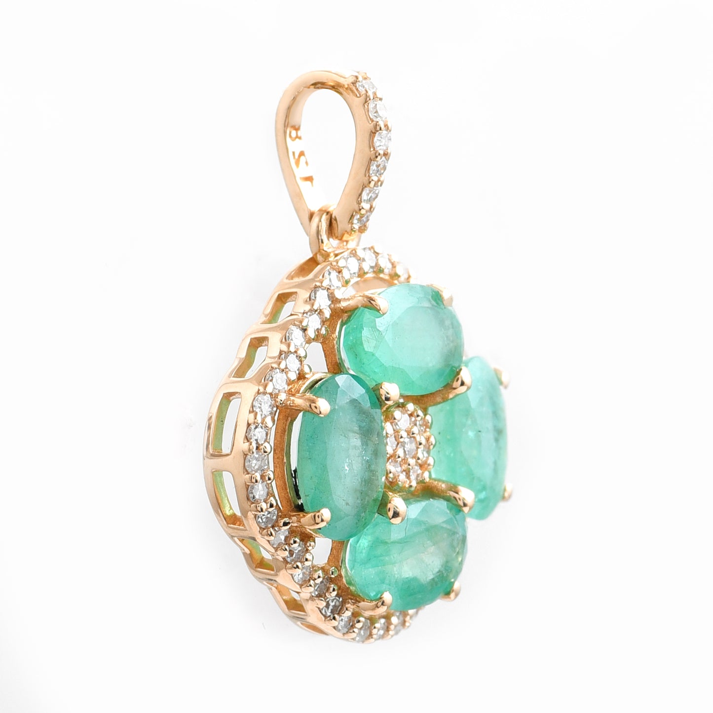 2.05 Ct Oval Mixed Cut Natural Emerald 14K Gold Pendant