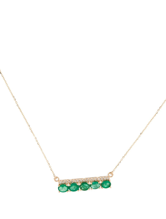 14K Emerald & Diamond Bar Pendant