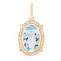 1.85 Ct Oval Mixed Cut Natural Aquamarine 14K Gold Pendant