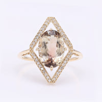 2.93 Ct Oval Mixed Cut Natural Plagioclase Feldspar Sunstone 14K Gold Ring
