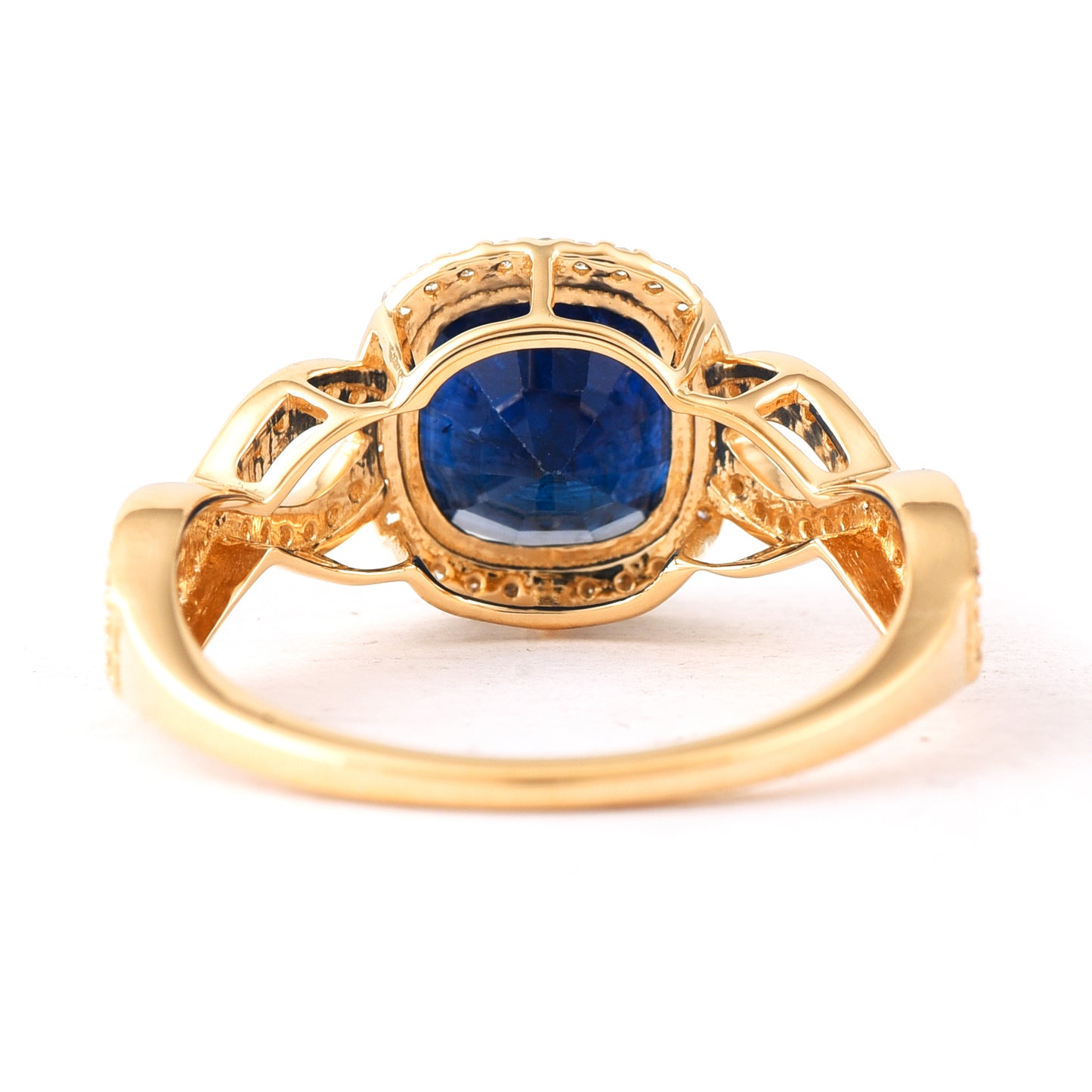 3.51 Ct Cushion Mixed Cut Natural Sapphire 14K Gold Ring