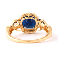 3.51 Ct Cushion Mixed Cut Natural Sapphire 14K Gold Ring
