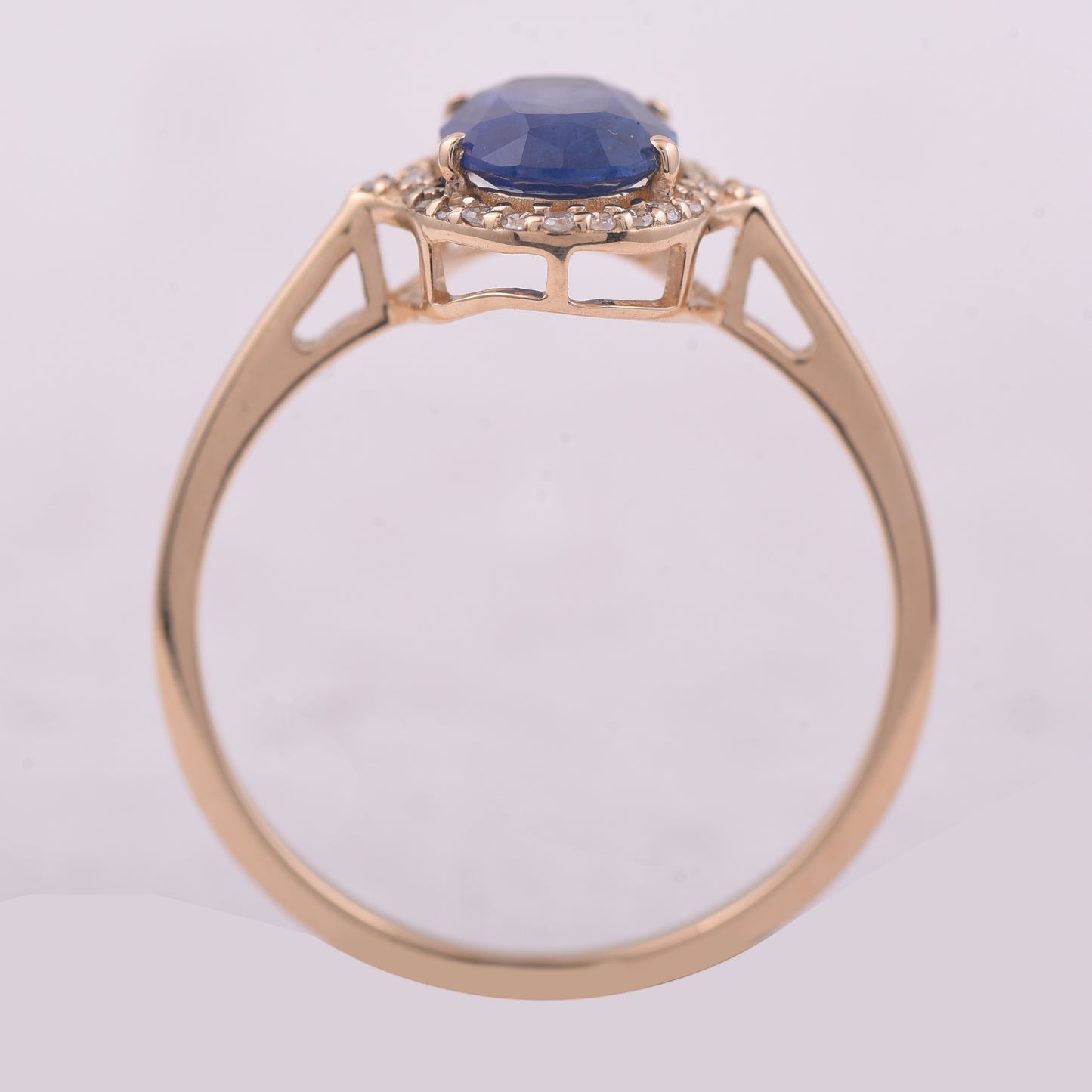 1.98 Ct Oval Mixed Cut Natural Sapphire 14K Gold Ring