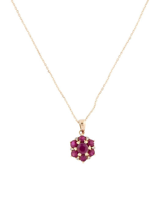 14K Ruby & Diamond Pendant Necklace