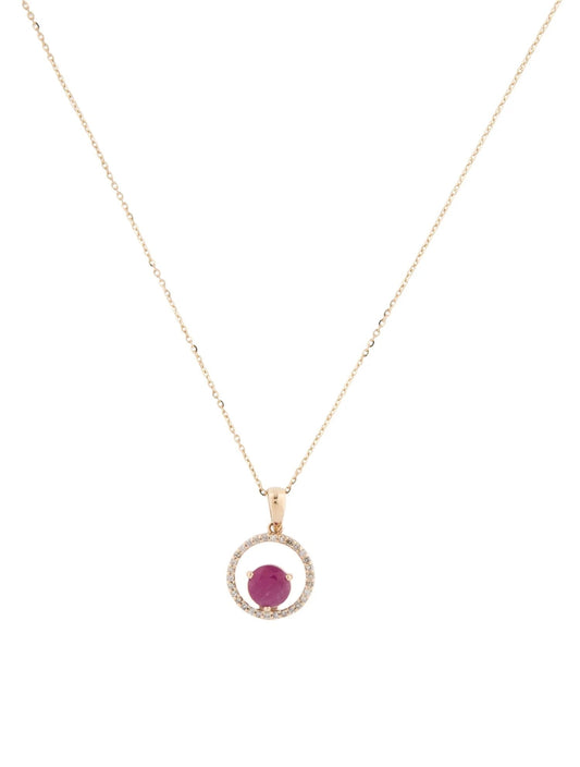 14K Ruby & Diamond Pendant Necklace