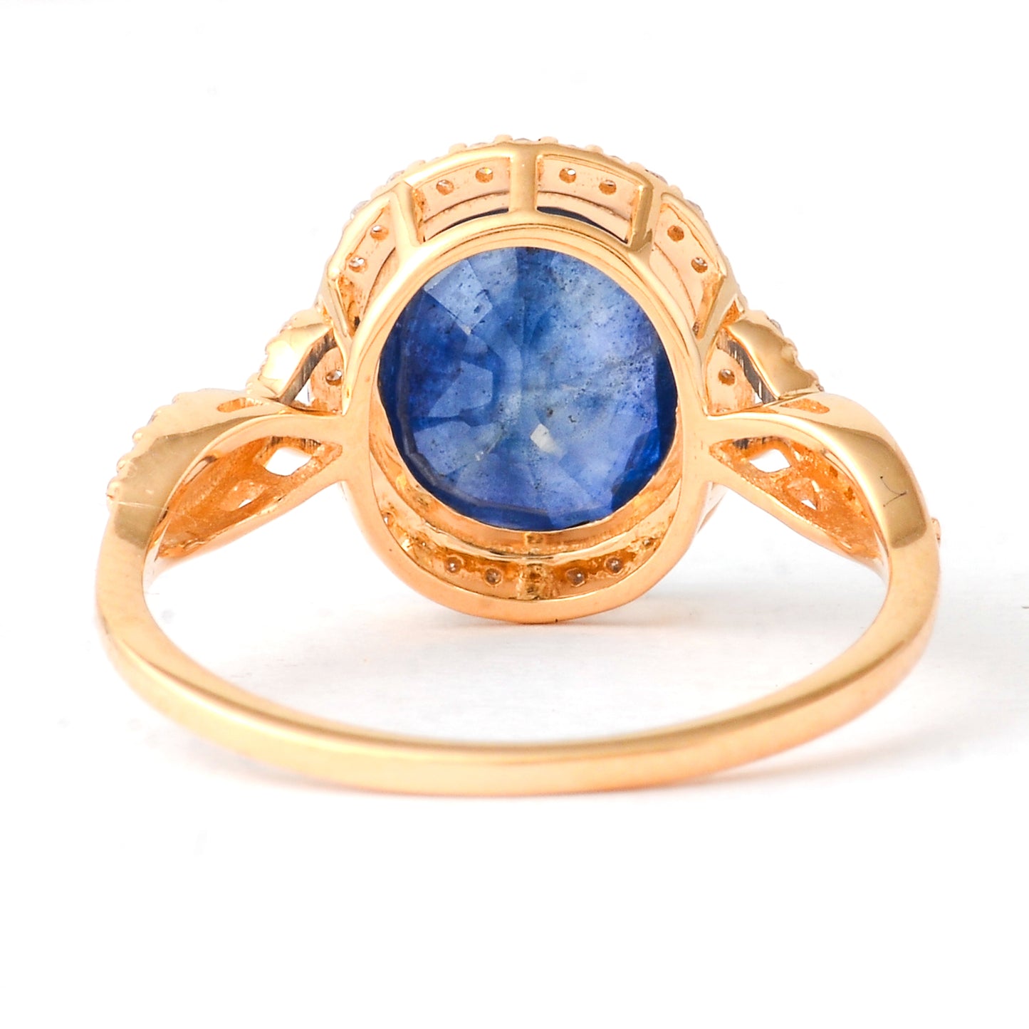 3.57 Ct Oval Mixed Cut Natural Sapphire 14K Gold Ring