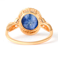 3.57 Ct Oval Mixed Cut Natural Sapphire 14K Gold Ring