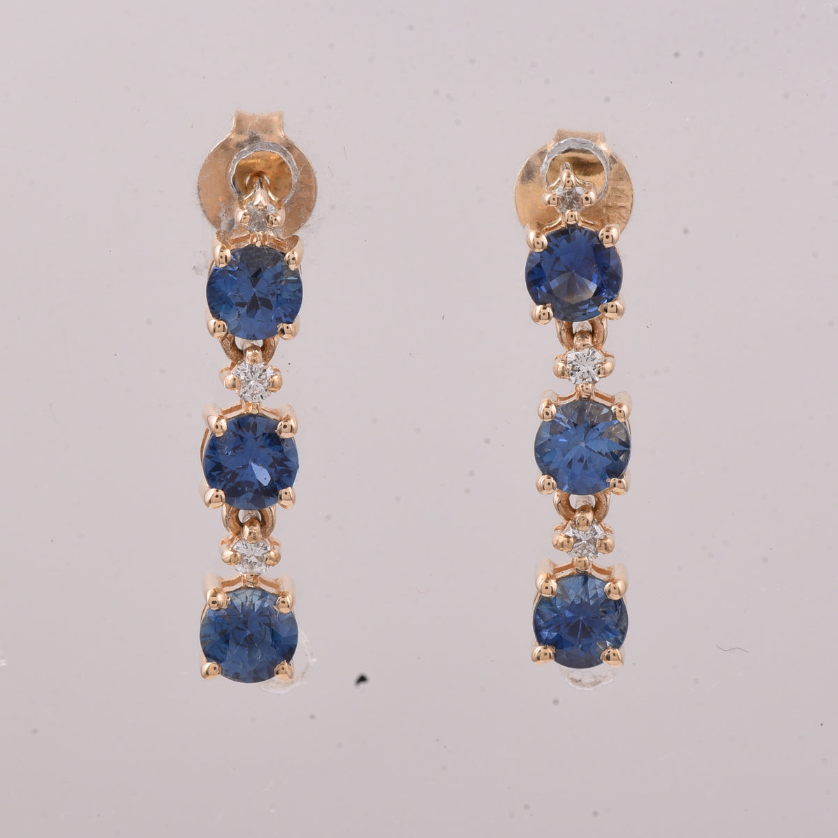 1.35 Ct Round Sapphire 14K Gold Earrings