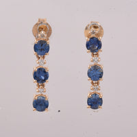 1.35 Ct Round Sapphire 14K Gold Earrings