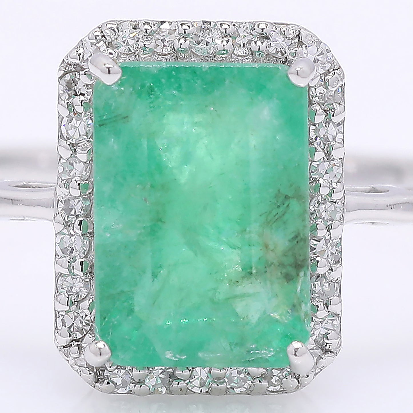 1.66 Ct Octagon Step Cut Natural Emerald 950 Platinum Ring