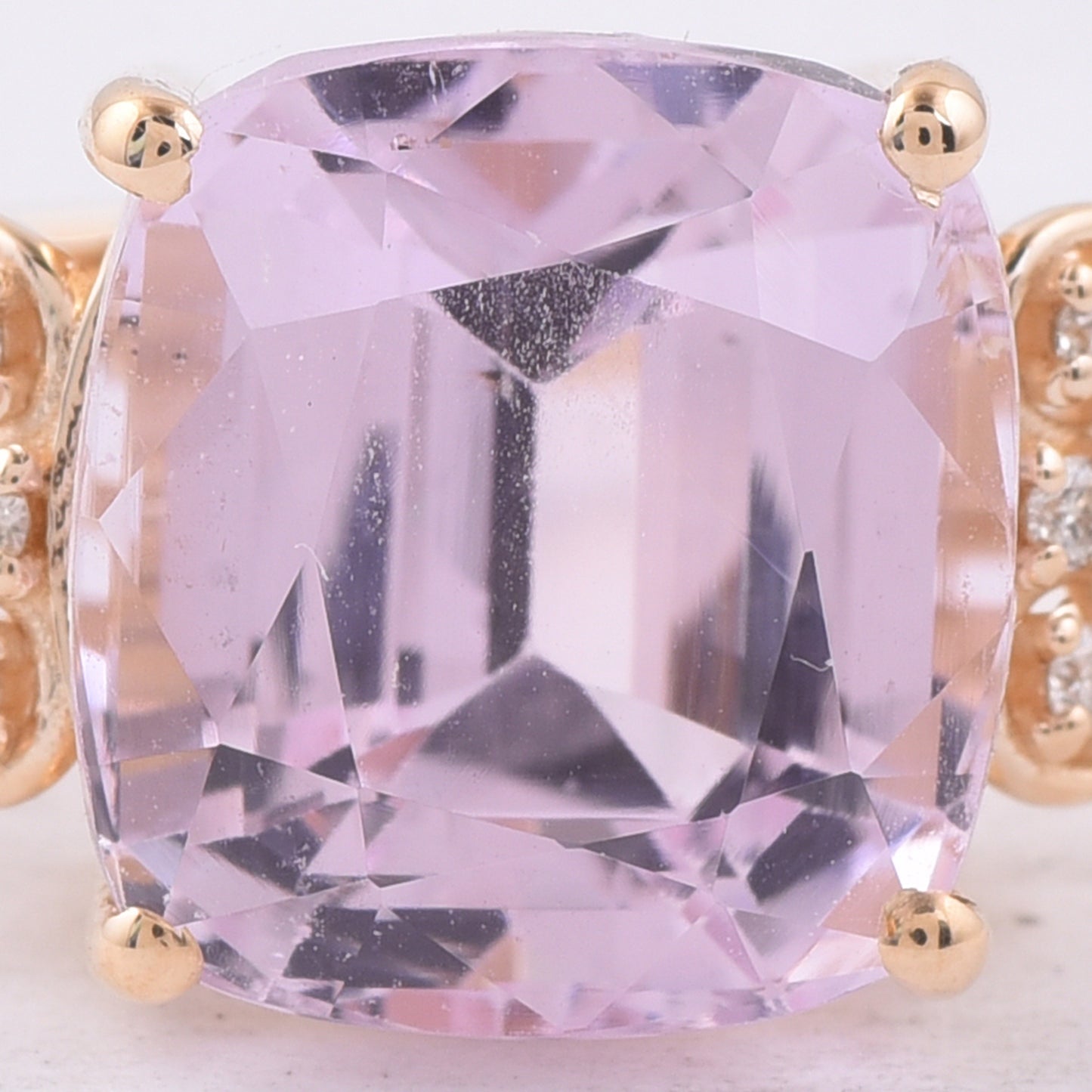 5.44 Ct Cushion Natural Kunzite 14K Gold Ring