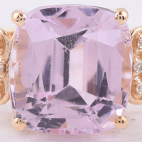 5.44 Ct Cushion Natural Kunzite 14K Gold Ring