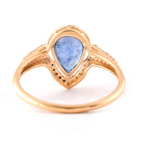 2.27 Ct Pear Mixed Cut Natural Sapphire 14K Gold Ring