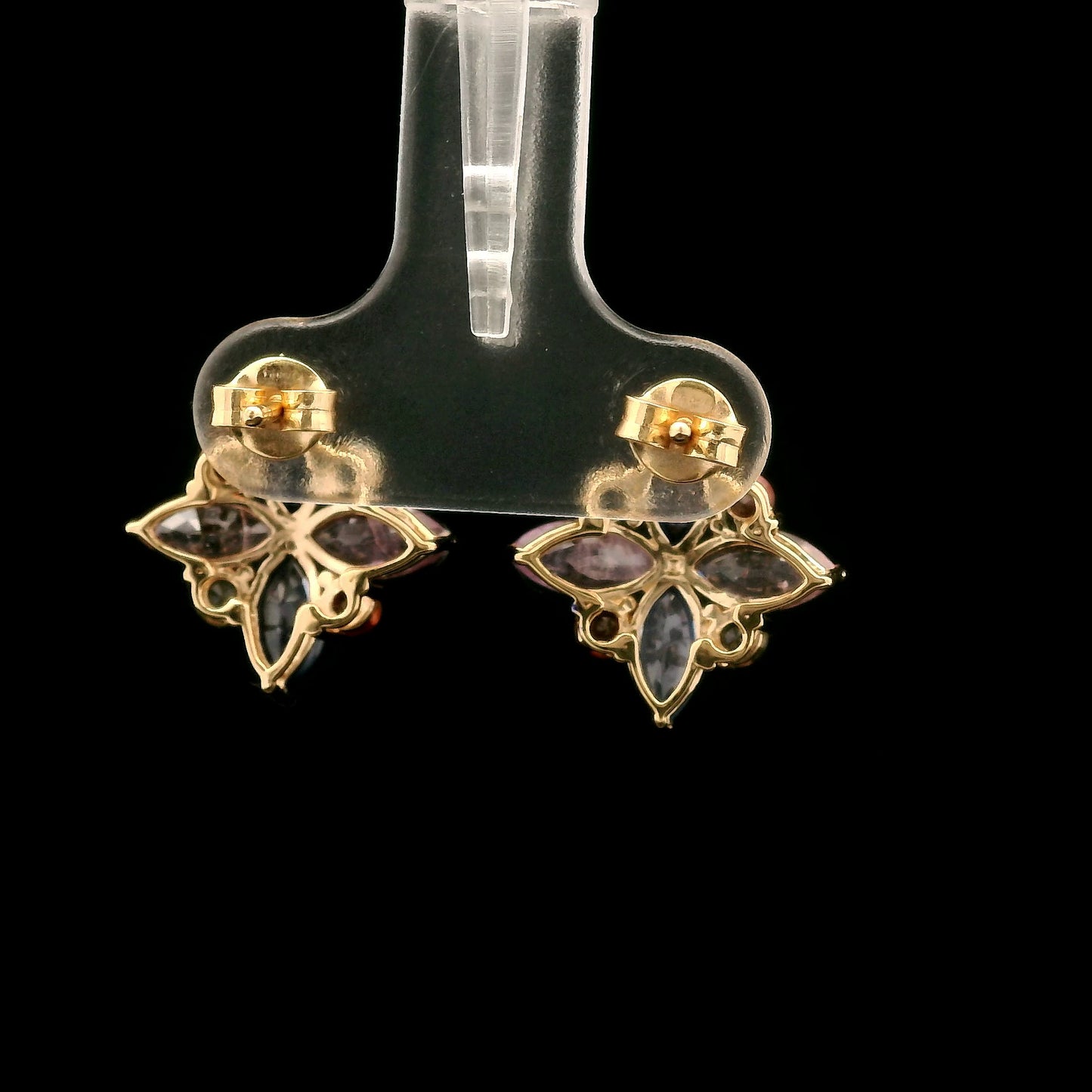 4.00 Ct Marquise Multi Sapphire 14K Gold Earrings