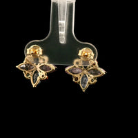 4.00 Ct Marquise Multi Sapphire 14K Gold Earrings