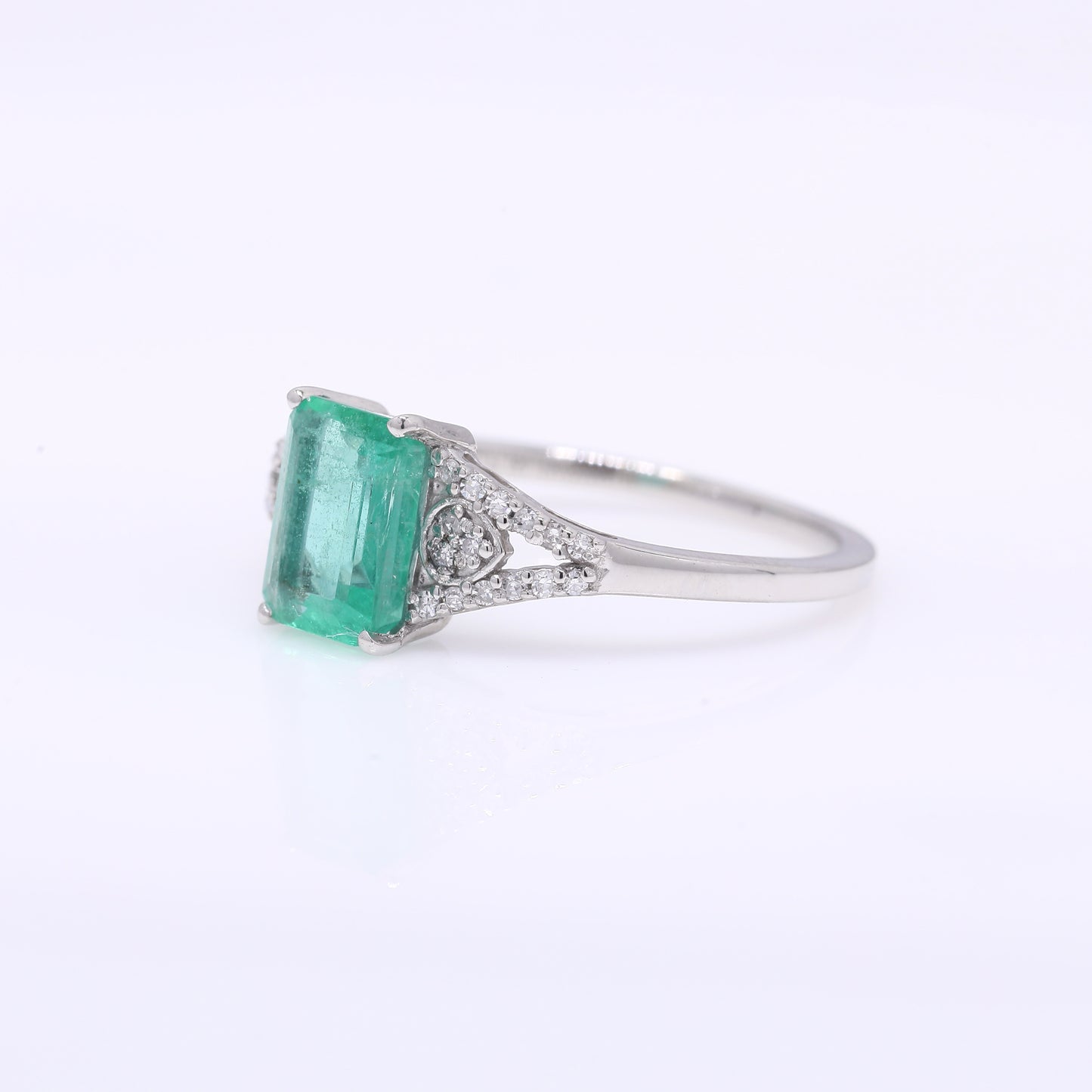 1.38 Ct Octagon Step Cut Natural Emerald 950 Platinum Ring