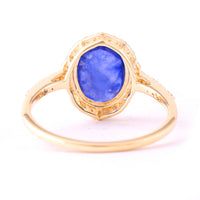 2.48 Ct Oval Mixed Cut Natural Sapphire 14K Gold Ring