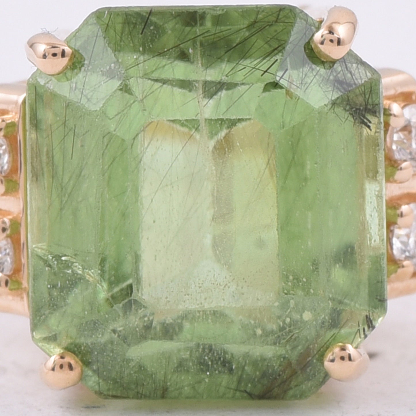 4.98 Ct Octagon Step Cut Natural Peridot 14K Gold Pendant