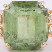 4.98 Ct Octagon Step Cut Natural Peridot 14K Gold Pendant