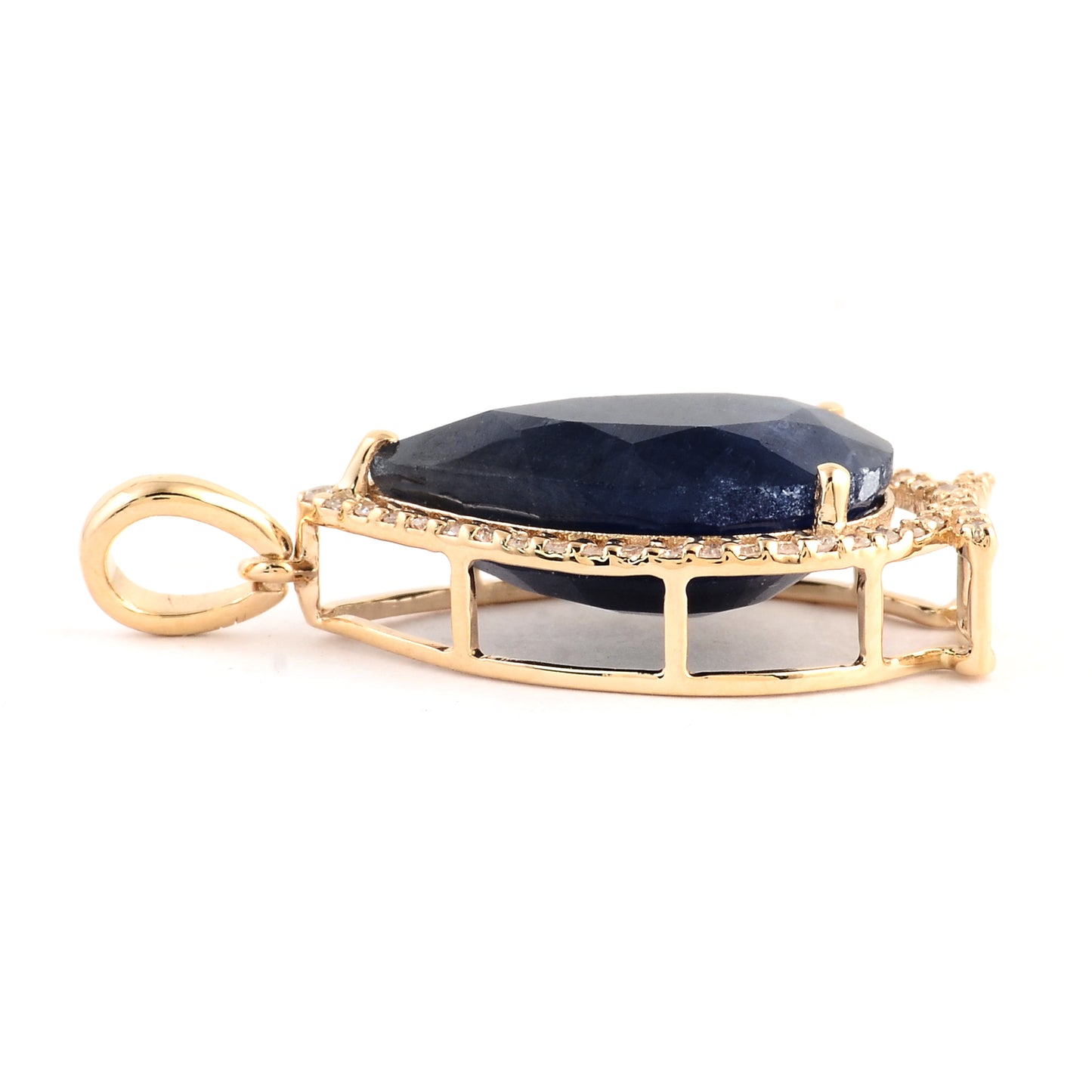 6.59 Ct Pear Mixed Cut Natural Corundum Sapphire 14K Gold Pendant