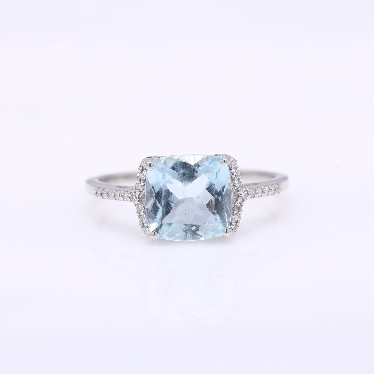 2.14 Ct Cushion Mixed Cut Natural Aquamarine 950 Platinum Ring