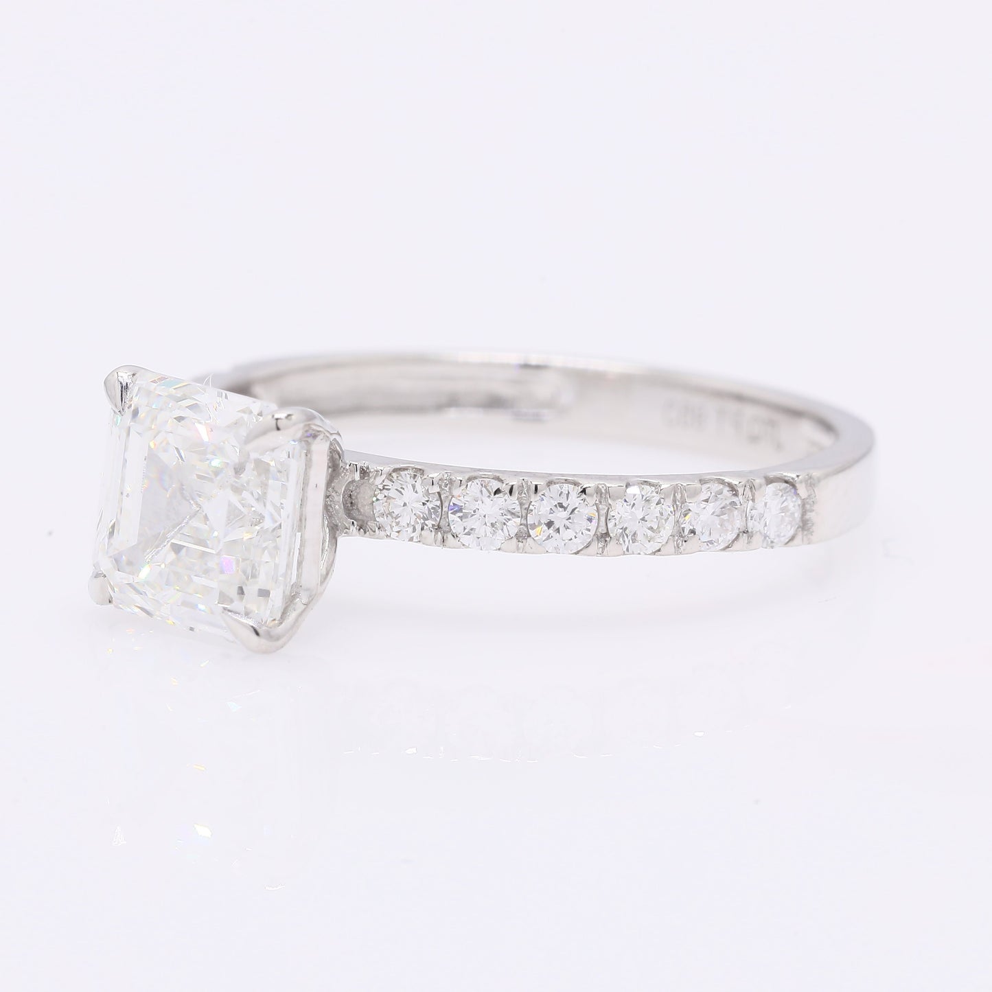 2.22 Ct Square Emerald Cut Lab Grown Diamond 950 Platinum Ring