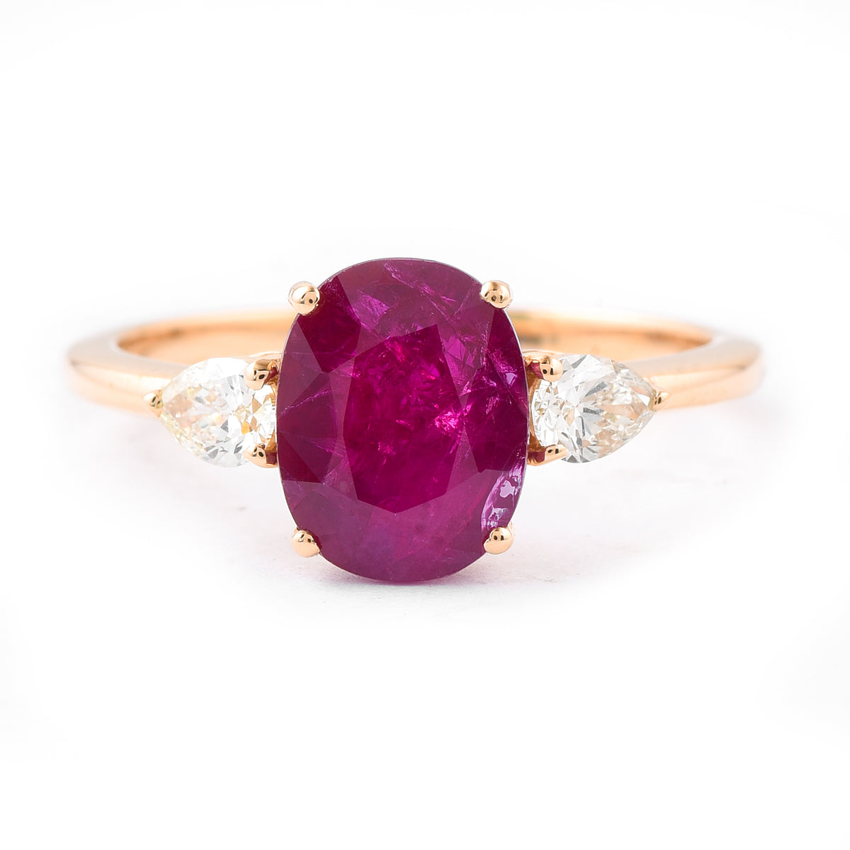 2.80 Ct Cushion Ruby 18K Gold Ring
