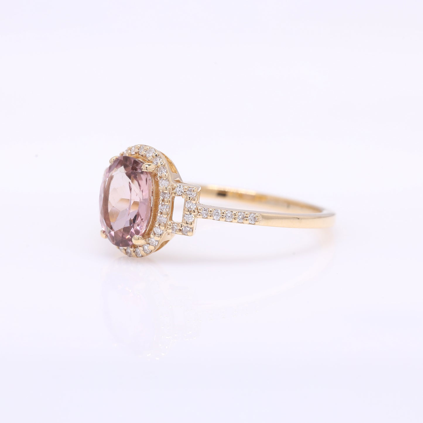 1.23 Ct Oval Mixed Cut Natural Tourmaline 14K Gold Ring
