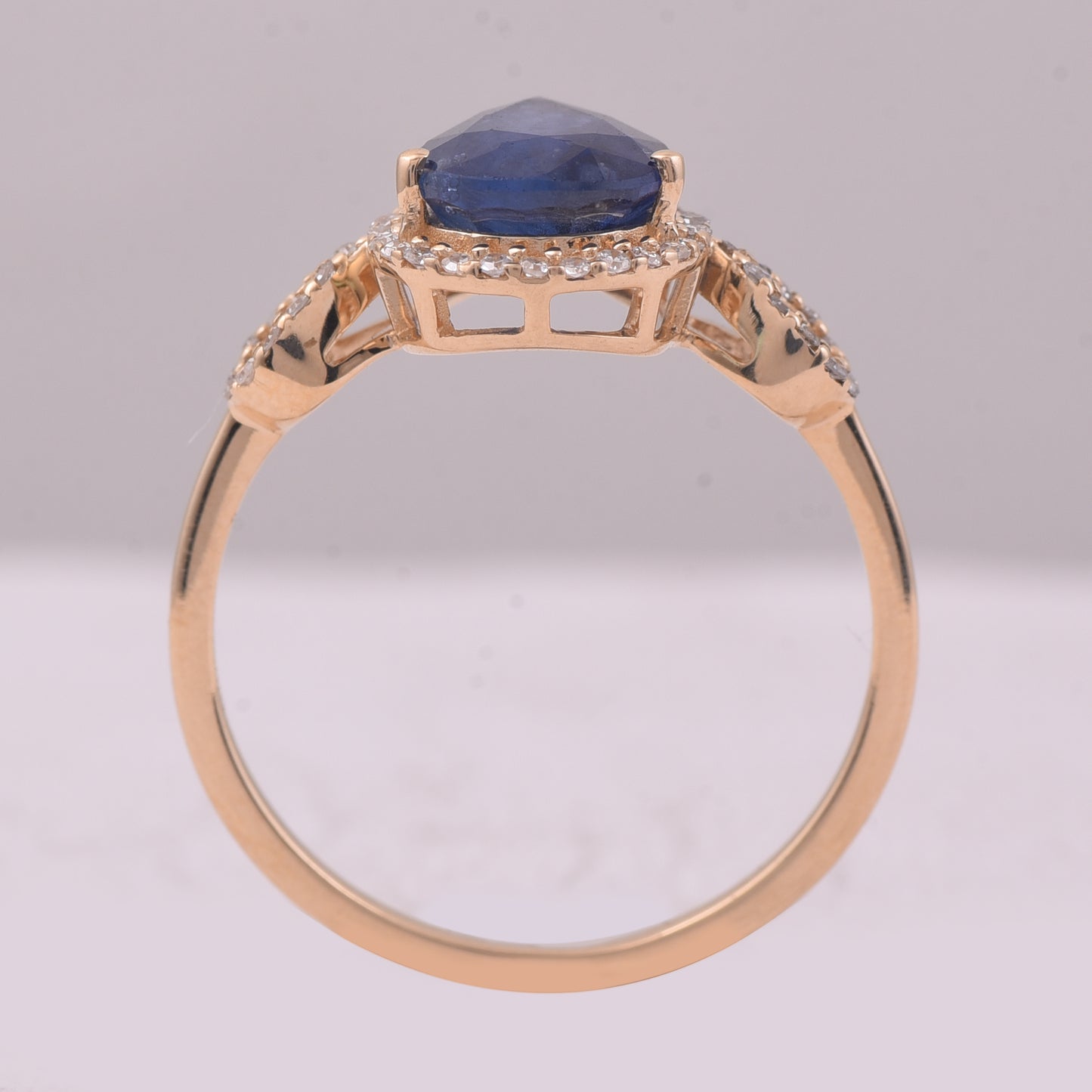 2.33 Ct Pear Mixed Cut Natural Sapphire 14K Gold Ring