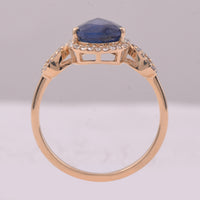 2.33 Ct Pear Mixed Cut Natural Sapphire 14K Gold Ring