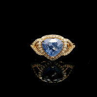 1.92 Ct Pear Mixed Cut Natural Sapphire 14K Gold Ring
