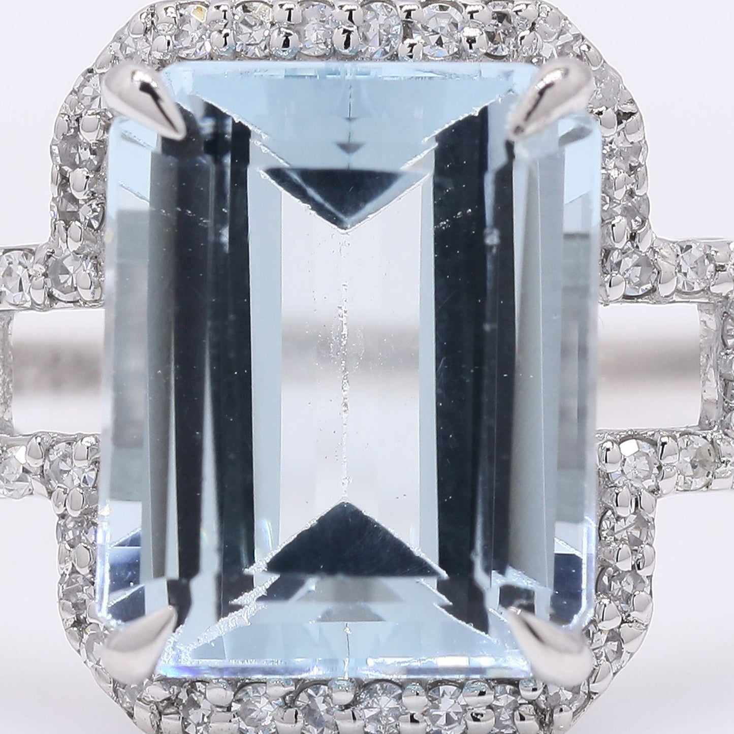 3.17 Ct Octagon Step Cut Natural Aquamarine 950 Platinum Ring