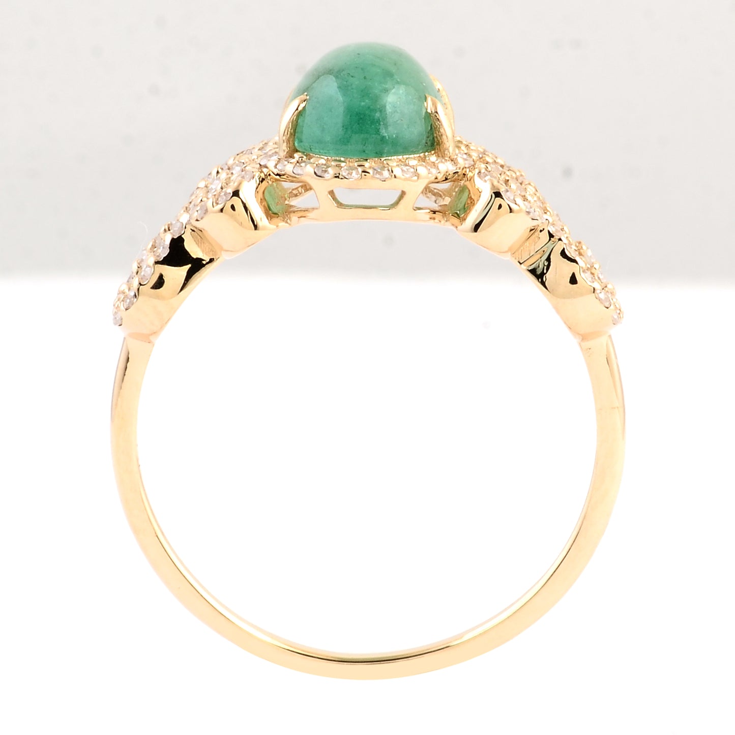 1.90 Ct Oval Cabochon Natural Beryl Emerald 14K Gold Ring