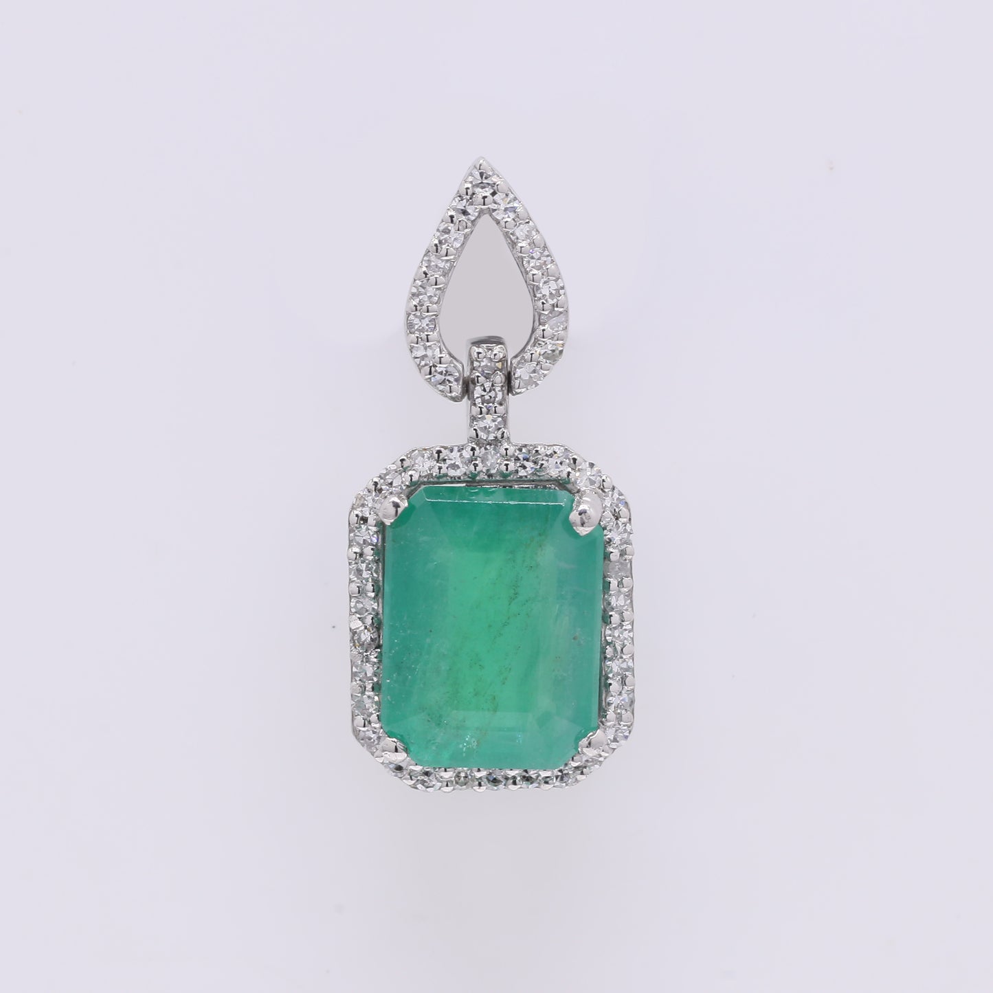 2.27 Ct Octagon Step Cut Natural Emerald 950 Platinum Pendant