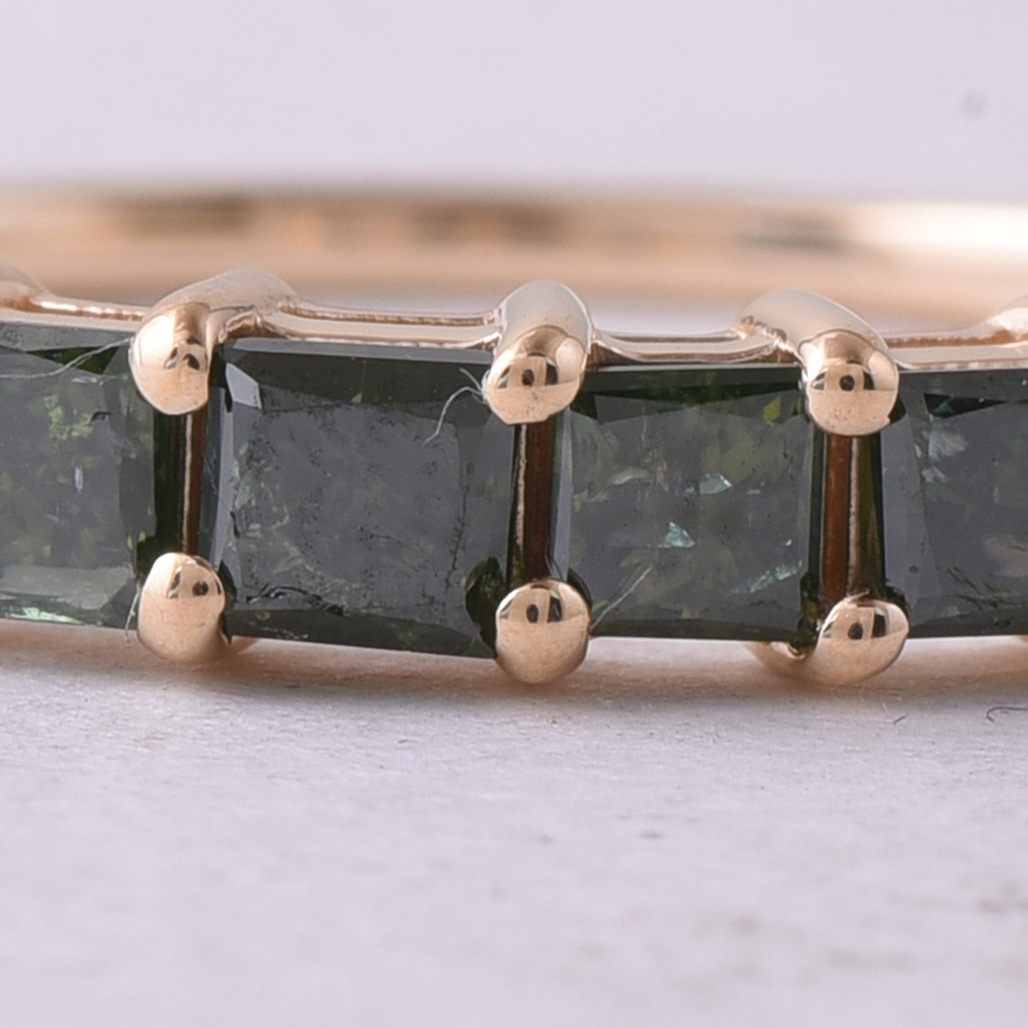 0.52 Ct Square Green Diamond 14K Gold Ring
