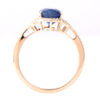 3.03 Ct Oval Mixed Cut Natural Sapphire 14K Gold Ring