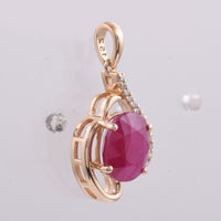 3.18 Ct Oval Natural Ruby 14K Gold Pendant