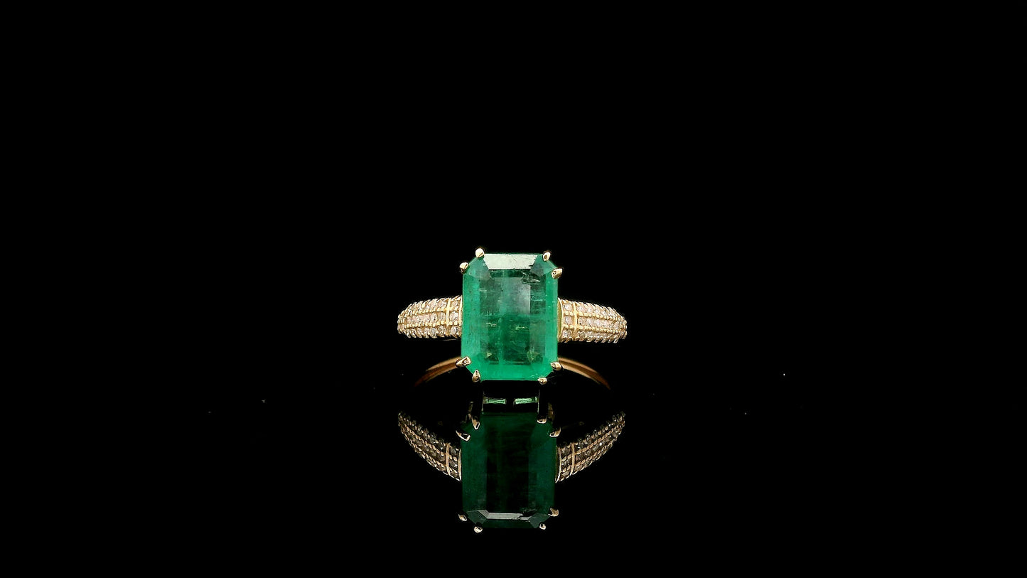 2.75 Ct Octagon Natural Emerald 14K Gold Ring