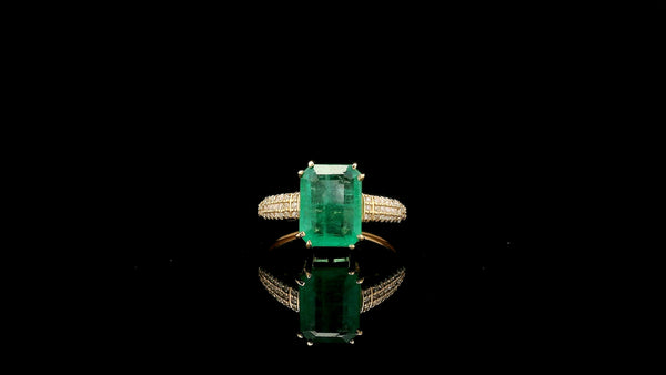 2.75 Ct Octagon Natural Emerald 14K Gold Ring