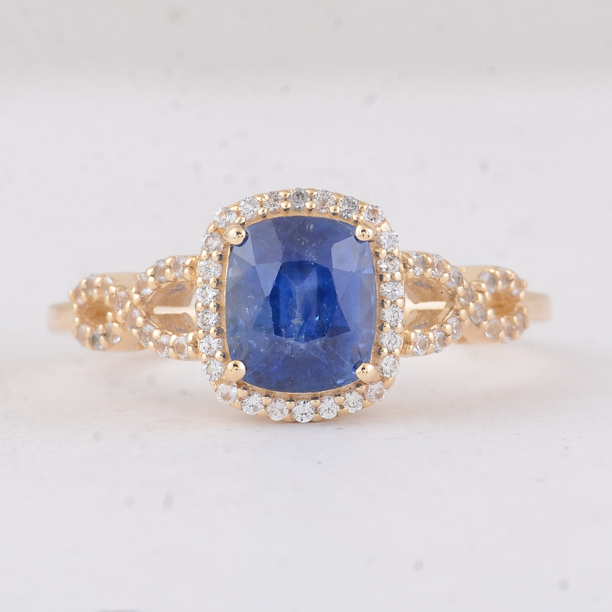 2.13 Ct Cushion Sapphire 9K Gold Ring