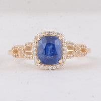2.13 Ct Cushion Sapphire 9K Gold Ring