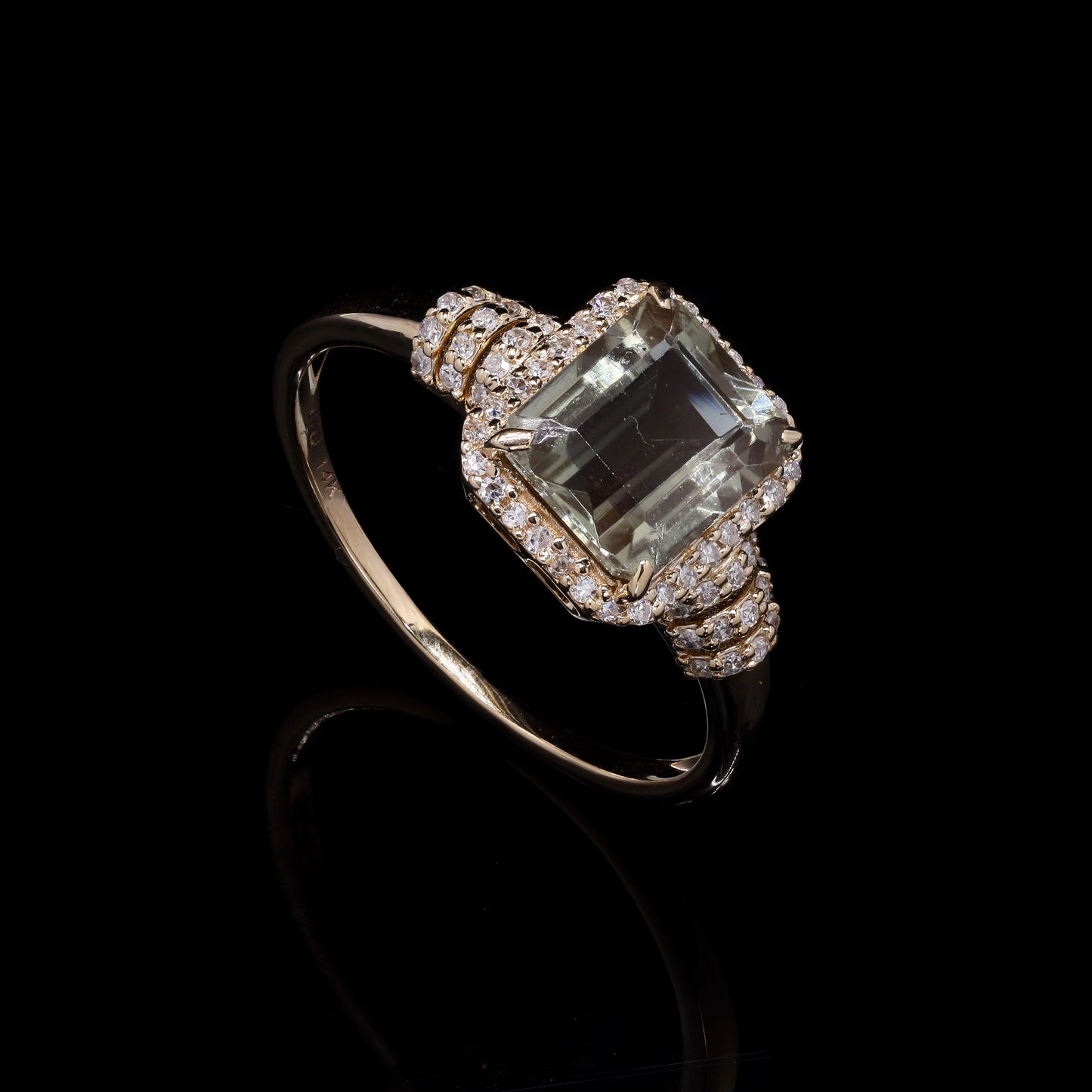 1.72 Ct Octagon Step Cut Natural Sunstone 14K Gold Ring