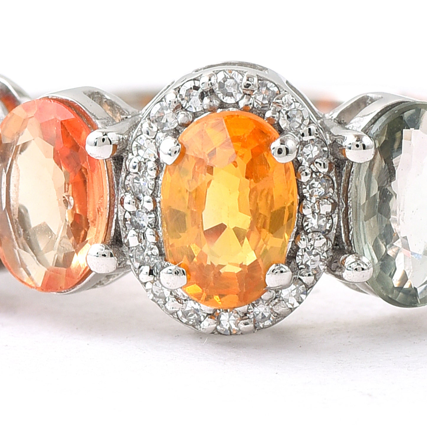 3.39 Ct Oval Mixed Cut Natural Multi Coloured Sapphire 950 Platinum Ring
