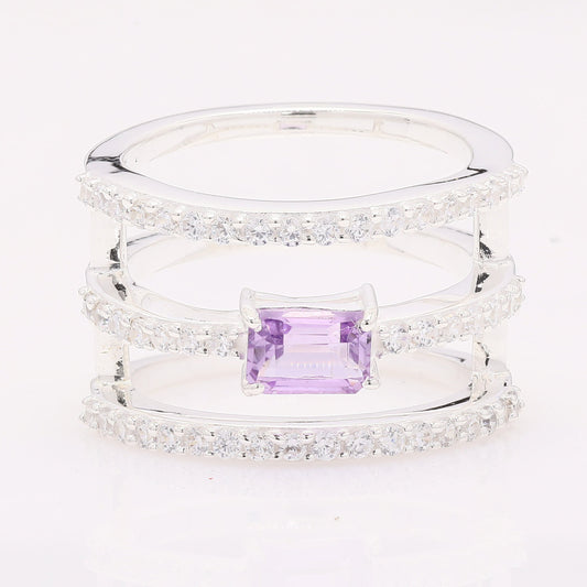 1.95 Ct Octagon Amethyst 925 Silver Ring