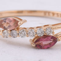 0.38 Ct Marquise Natural Multi Coloured Tourmaline 14K Gold Ring