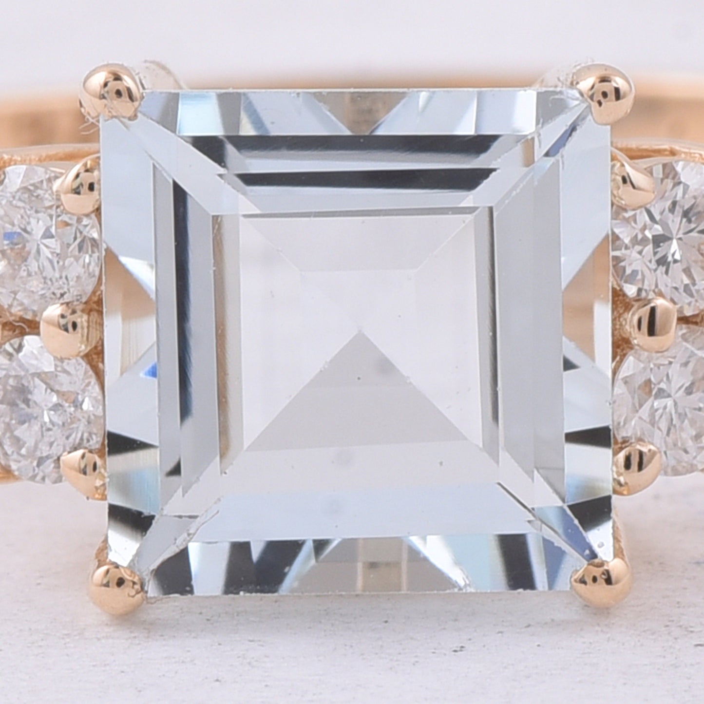 1.80 Ct Square Step Cut Natural Aquamarine 14K Gold Ring